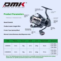 DMK Collar PIONEER ELITE 6.4：1 Spinning Fishing Reels 197g Magnesium Alloy Body 9KG Brake Spinning Fishing Reels