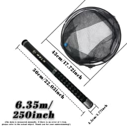 MBLN Brand,Telescopic Carbon Landing Net – 6.35m, Foldable 45cm Head, 58cm Closed, Compact for Rock & Boat Fishing