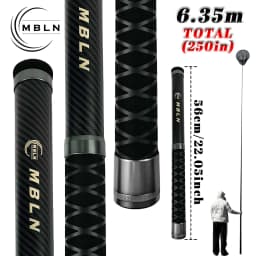 MBLN Brand,Telescopic Carbon Landing Net – 6.35m, Foldable 45cm Head, 58cm Closed, Compact for Rock & Boat Fishing