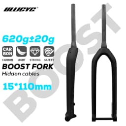 MTB Thru Axle Boost Fork 15*110mm Full Carbon Fiber Bike Front 26"/27.5"/29" Rigid Bicycle Fork Vertebra Tube Carbon Boo