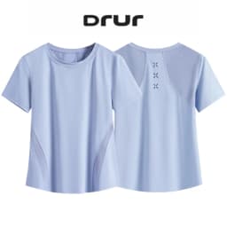 DRUR Women Running Tops Lightweight Quick Dry Breathable Summer Short Sleeve Workout Shirt Gym Fitness Sportswear Yoga Clothes