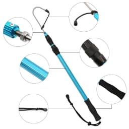 SANLIKE 2m Aluminium Telescopic Pole Stainless Steel Spear Hook Non-slip Rubber Grip with Safety Rope Fishing Tools Accessories