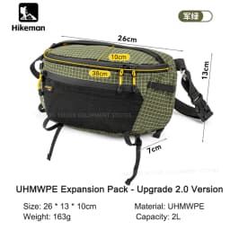 HIKEMAN Outdoor Chest Bag UHMWPE Cycling Sports Crossbody Bag Hiking Travel Hanging Pack for Backpack Expansion Upgraded V2.0