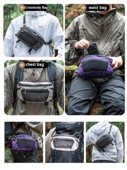 HIKEMAN Outdoor Chest Bag UHMWPE Cycling Sports Crossbody Bag Hiking Travel Hanging Pack for Backpack Expansion Upgraded V2.0