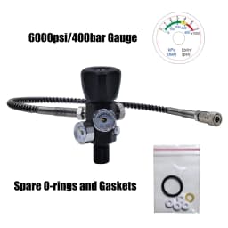 DIN Valve Fill Station Adapter 4500psi/300bar with 20inches Hose Dual Gauge for Charging Scuba Tank Diving