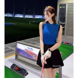 PL Korean Golf Clothing Women Sleeveless Knitted Shirt Slim Golf Tank Tops Ladies High Waist Tennis Skirts Pleated Leisure Skort