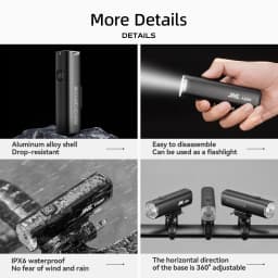 ROCKBROS Front Light Ultralight 1200LM High Bright Lamp Waterproof Aluminum Alloy Head Light Type-C Charging Bike Accessories