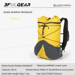 3F UL GEAR Koala Outdoor UHMWPE Backpack Ultralight Camping 20+5L Backpack IXPE Soft Back Unisex Traveling Hiking Mountaineering