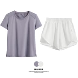 DRUR Gym Set Women M-4XL Loose Fit Summer Breathable Sportswear Outfit Quick Dry Sweat Suit Gym Clothes Woman 2 Piece Tracksuit