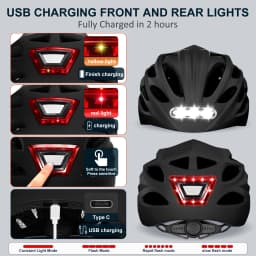 Bike Helmet Adult Bike Helmets for Men/Women: USB Rechargeable LED Front and Rear Lights for Cycling Urban Commuter Skateboard