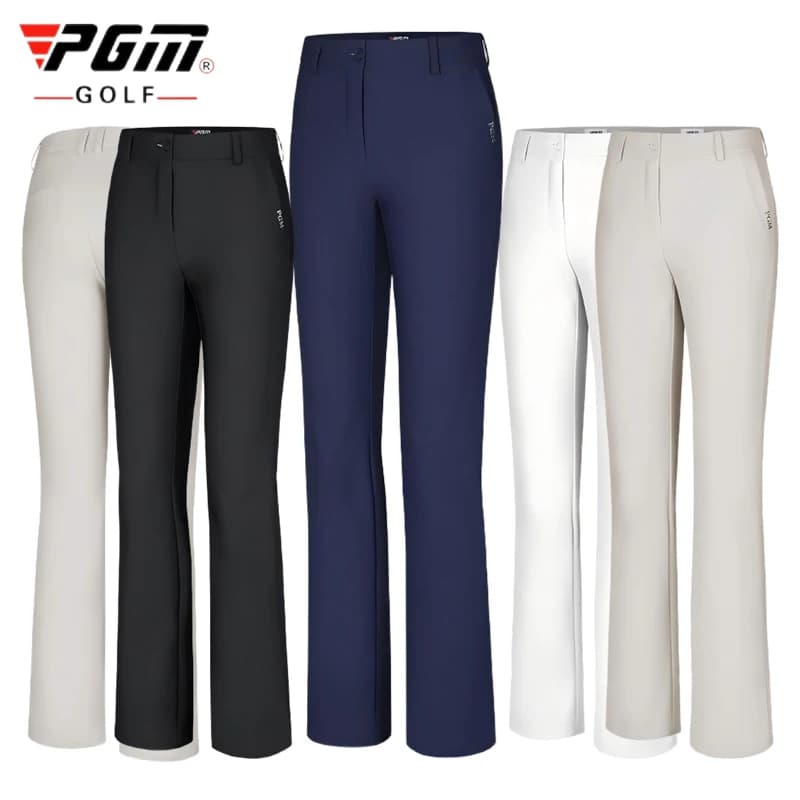 PGM Golf Girls Thicken Pants Women Windproof Warm Solid Sweatpants Lady High Waist Stretched Golf Pants Flared Trousers
