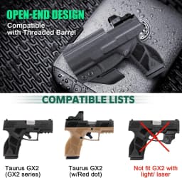 Only For Taurus GX2,IWB Kydex Holster,Concealed Carry Holster,Adjustable Cant,Audible Lock,Inside Waistband Carry,Right Hand