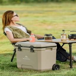 GO PEAK MOUNTAINHIKER 36L Khak Pulley Warm Box Outdoor Incubator Portable Warm Box BBQ Car Refrigerator Box with Trolley Wheels