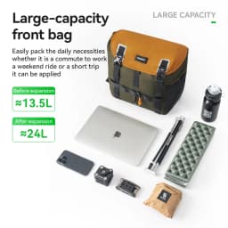 ROCKBROS Front Bike Bag Portable Waterproof Shoulder Bag Versatile for Multiple Scenarios 24L Expandable Handlebar Bag