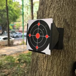 14*14*17 cm Funnel-shaped Shooting Practice Target Box with Slingshot Target Paper (20 Pcs Included)