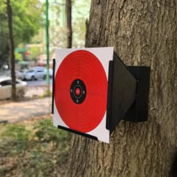 14*14*17 cm Funnel-shaped Shooting Practice Target Box with Slingshot Target Paper (20 Pcs Included)