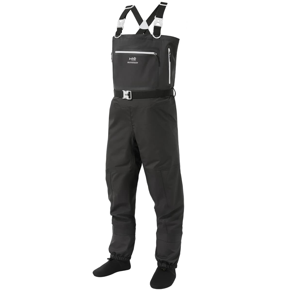BASSDASH Men’s Lightweight Breathable Chest Wader Black Camo Stockingfoot for Fly Fishing Hunting FW11
