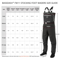 BASSDASH Men’s Lightweight Breathable Chest Wader Black Camo Stockingfoot for Fly Fishing Hunting FW11