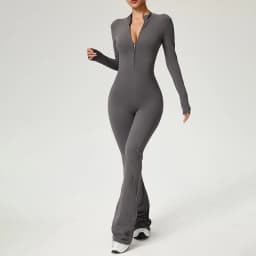 New Zipper Jumpsuit Flared Pants Women Clothing Sportswear Gym Yoga Sport Sets Spandex Nylon Workout Sets Women Tracksuit