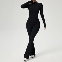 New Zipper Jumpsuit Flared Pants Women Clothing Sportswear Gym Yoga Sport Sets Spandex Nylon Workout Sets Women Tracksuit