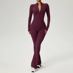 New Zipper Jumpsuit Flared Pants Women Clothing Sportswear Gym Yoga Sport Sets Spandex Nylon Workout Sets Women Tracksuit