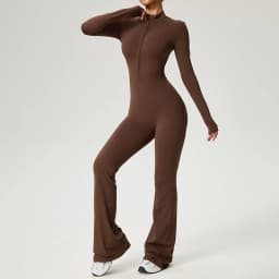New Zipper Jumpsuit Flared Pants Women Clothing Sportswear Gym Yoga Sport Sets Spandex Nylon Workout Sets Women Tracksuit
