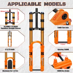 BUCKLOS 15*110mm Boost Bike Suspension Fork Travel 180mm Dual Crown MTB Air Fork 27.5inch 29inch Bicycle Air Suspension Fork