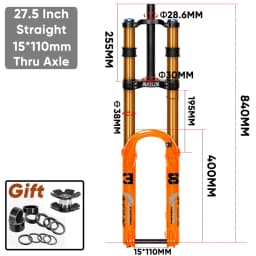 BUCKLOS 15*110mm Boost Bike Suspension Fork Travel 180mm Dual Crown MTB Air Fork 27.5inch 29inch Bicycle Air Suspension Fork