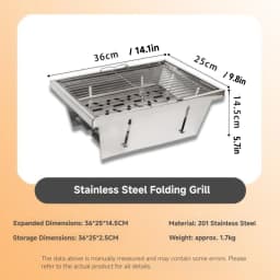 WESTTUNE IGT Barbecue Grill Folding Charcoal Firewood Stove Heater Portable Camping Picnic Cookware Stainless Steel BBQ Rack