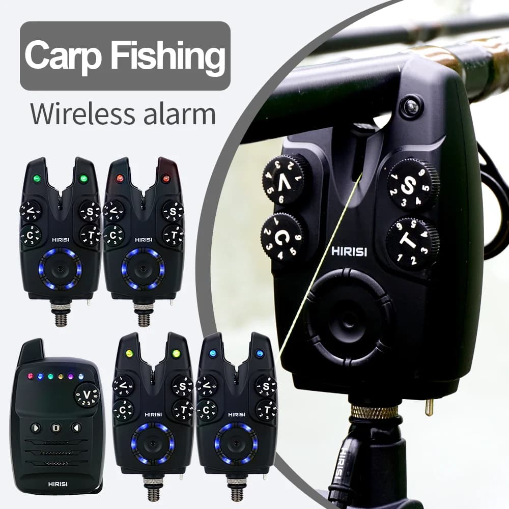 Hirisi Wireless Carp Fishing Alarm Set 1+4 with Anti-Theft & Bite Indicator S4 Alarm Set Fishing Tackle for Carp Anglers