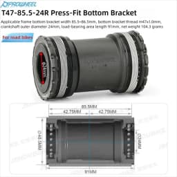 PROWHEEL T47 68/73/85.5mm MTB/Road Bike Bottom Bracket Bike Crank 24mm External/Internal Bearing 7075 Al CNC for Shimano/SRAM