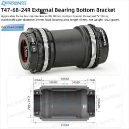 PROWHEEL T47 68/73/85.5mm MTB/Road Bike Bottom Bracket Bike Crank 24mm External/Internal Bearing 7075 Al CNC for Shimano/SRAM