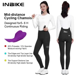 INBIKE Spring Women's Biking Bib Pants High Waist Road Cycling Pants Long with Padded Cushion for Long Riding Road Bike Toursers