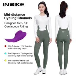INBIKE Spring Women's Biking Bib Pants High Waist Road Cycling Pants Long with Padded Cushion for Long Riding Road Bike Toursers