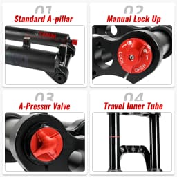 NanLio Dual Crown MTB Air Fork 27.5/29 Inch (2.5" Tire) - 150mm Travel, Rebound Adjust, 32mm 15/9x100mm for E-Bike & Downhill