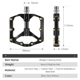 WEST BIKING Bicycle Pedal Three Bearing MTB Road Bicycle Pedal Aluminum Alloy Anti Slip Universal Bicycle Accessories