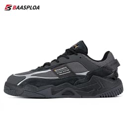 Baasploa Men Walking Shoes New Outdoor Fashion Leather Waterproof Lace up Sneakers Male Casual Non-Slip Wear-Resistant Tenis Sho