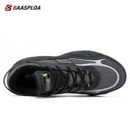 Baasploa Men Walking Shoes New Outdoor Fashion Leather Waterproof Lace up Sneakers Male Casual Non-Slip Wear-Resistant Tenis Sho