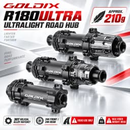 GOLDIX R180ULTRA Ultralight Road Bike Hub 210g 24H 30T Ratchet TPI Bearings Center Lock Disc Brake HG XDR Freehub Thru Axle Hubs