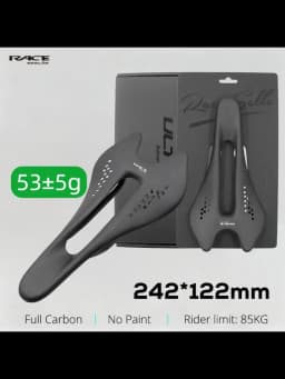 Ullicyc Ultralight Carbon Saddle, 3K Weave, Oval 7*9mm Rail, 242*122mm, Raw Finish Road Bike Seat, Sillin De Carbono