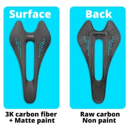 Ullicyc Ultralight Carbon Saddle, 3K Weave, Oval 7*9mm Rail, 242*122mm, Raw Finish Road Bike Seat, Sillin De Carbono