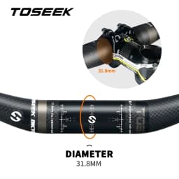 TOSEEK Bicycle Handlebar MTB Bike Handle Bar Carbon Fibre Handlebars 31.8mm Width 580/600/620/640/660/700/720/740/760mm