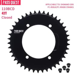 PASS QUEST GRX 110BCD Bicycle Chainring AERO Narrow Wide Teeth 9/10/11/12 Speed 7075 Material for SHIMANO GRX Crank