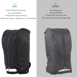 Universal Oversized Waterproof Golf Bag Hood Cover with 6 Adjustable Snaps, Fits 8.5"-9.5" Golf Bags