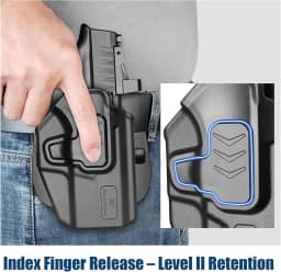Only For Springfield Hellcat Pro,OWB Holster,Index Finger Lock,Level 2 Retention Outside Waistband Holster,Right hand