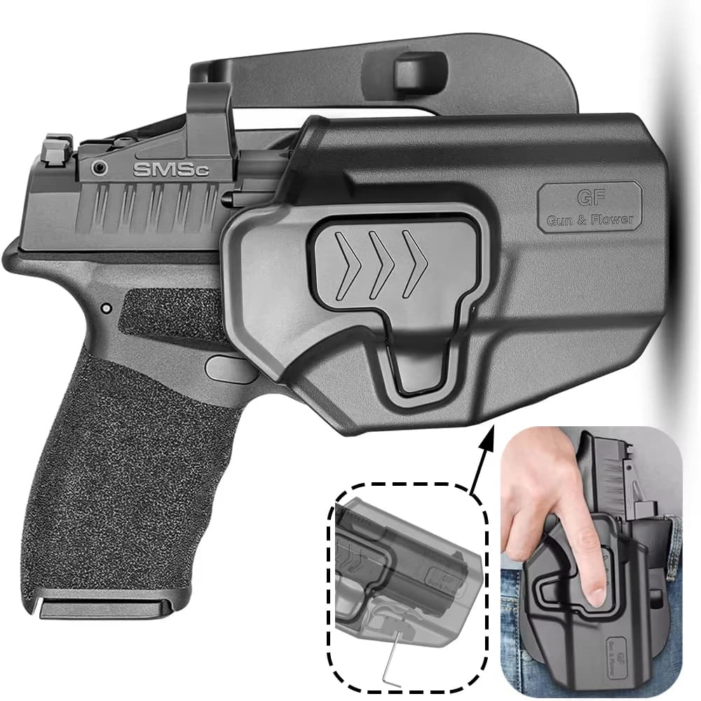 Only For Springfield Hellcat Pro,OWB Holster,Index Finger Lock,Level 2 Retention Outside Waistband Holster,Right hand
