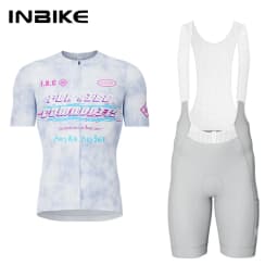 INBIKE Men's Cycling Jersey Set Road Bike Jersey with Pockets Short Sleeves Cycling Kits Bib Shorts Padded MTB Cycling Clothing