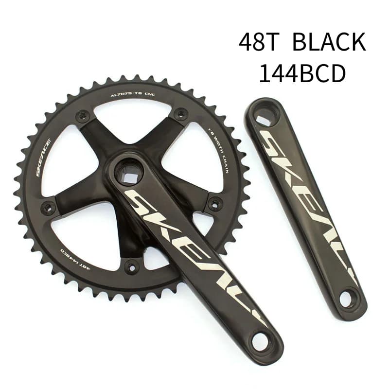SKEACE Bicycle Crankset 144BCD Mountain Bike Square Hole Crank Aluminum Alloy Single Speed Crank Chainwheel 165mm 48T Crank Set