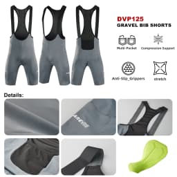 DAREVIE Men Cycling Shorts 3 Pockets Anti Slip 4-Way Stretch Sponge Pad Men's Shorts Quick Dry Soft Gravel Women's Shorts