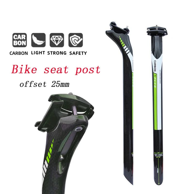 Bicycle Carbon Seat post Setback 25mm MTB/Road Seatpost 27.2/30.8/31.6mm length 350/400mm Bicycle SeatPost Parts Carbon Canoe